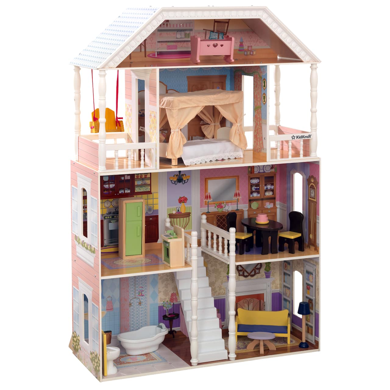 KidKraft Savannah Wooden Dollhouse Set with Porch Swing & Accessories